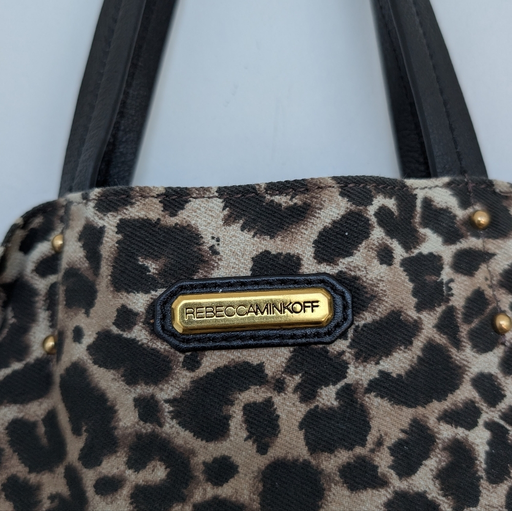 Rebecca Minkoff Leopard Animal Print Tote Bag with Pebbled Leather Accents - Picture 2 of 16
